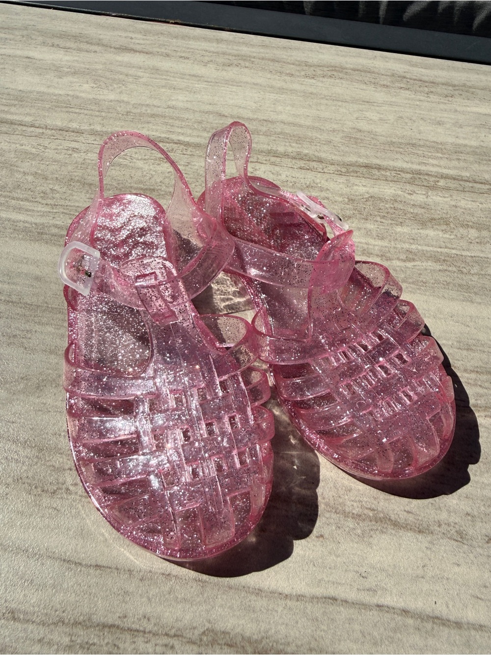 Pink Glitter Jelly Sandals for Girls